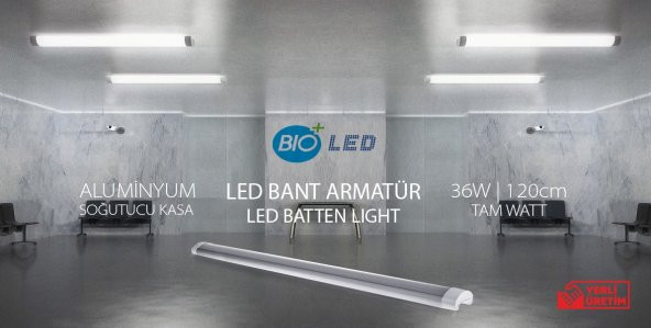 BIOLED 36W LED BANT ARMATÜR | YERLİ ÜRETİM | 120CM | BEYAZ - 3