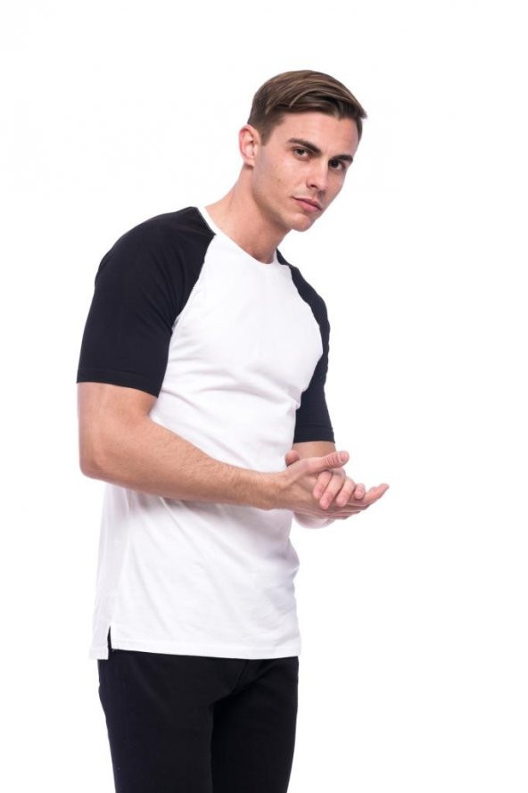 Reglan Kol Siyah / Beyaz Erkek Tişört - 2