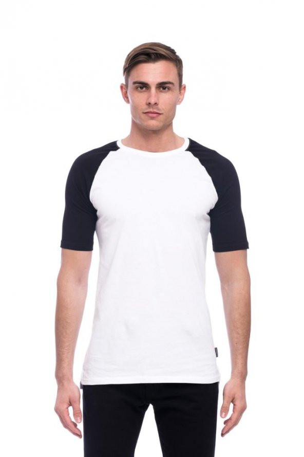 Reglan Kol Siyah / Beyaz Erkek Tişört - 5