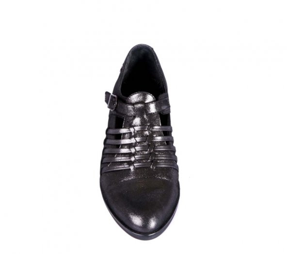 VENÜS 145430K HAKİKİ DERİ PLATİN SİYAH YENİ SEZON AYAKKABI - 3