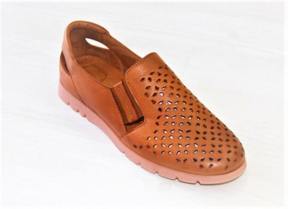 Hakiki Deri Ortopedik Taban Günlük Ayakkabı Taba