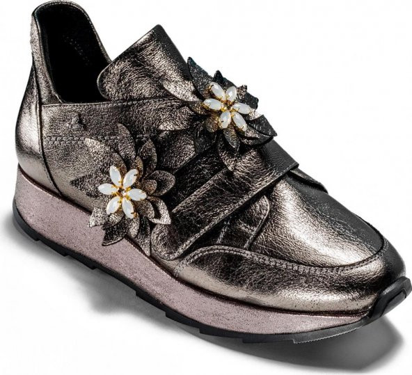 Venüs Kadın 1700256 Deri Çiçek İşlemeli Taşlı Çırtlı Ayakkabı