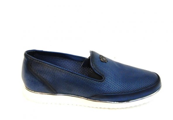 Marcomen Erkek 2667e Mavi Yakma Hakiki Deri Casual Eva Taban Ayakkabı