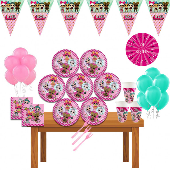 LOL Bebek lol Doğum Günü Parti Malzemeleri Süsleri Set 24 Kişilik