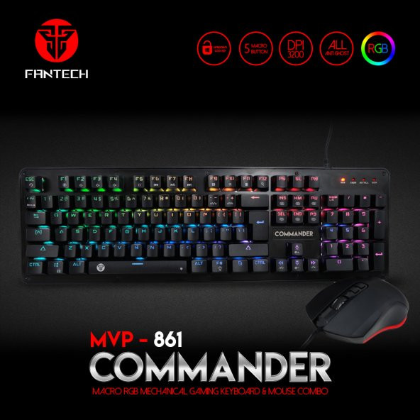 FANTECH MVP-861COMMANDER Mekanik Gaming Oyuncu Klavye Mouse Set