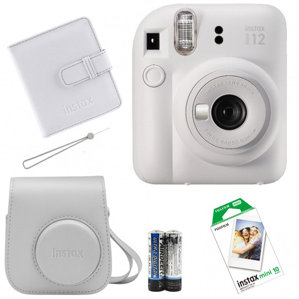 Fujifilm İnstax Mini 12 Fotoğraf MakinesiAskıpilÇanta10'lu filmAlbüm (beyaz)