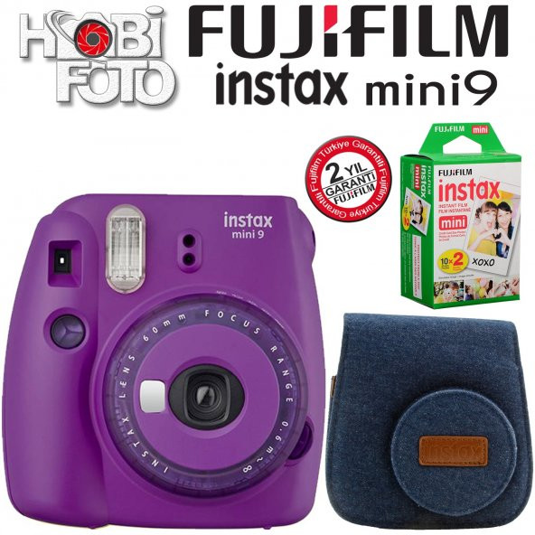 Fujifilm instax Mini 9 +Askı+Çanta+20'li Film (MOR)