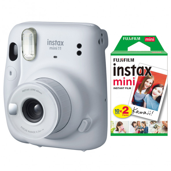 Fujifilm İnstax Mini 11 Şipşak Fotoğraf Makinesi + Askı+Pil +20'li film (beyaz)