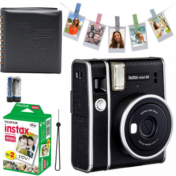 İnstax Mini 40 Fotoğraf Makinası+Askı+pil+20'li film+mandal+albüm
