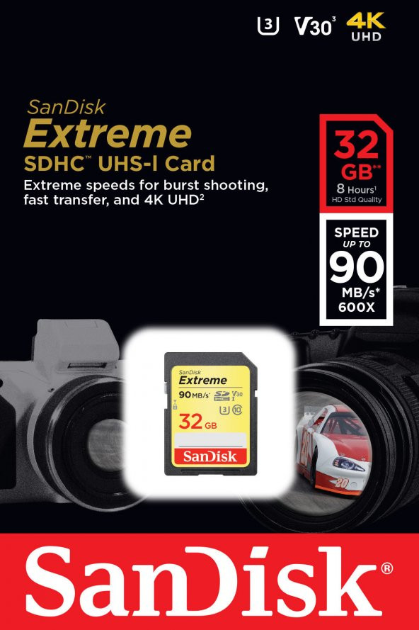 Sandisk Extreme 32GB SDHC Hafıza Kartı 90MBsn