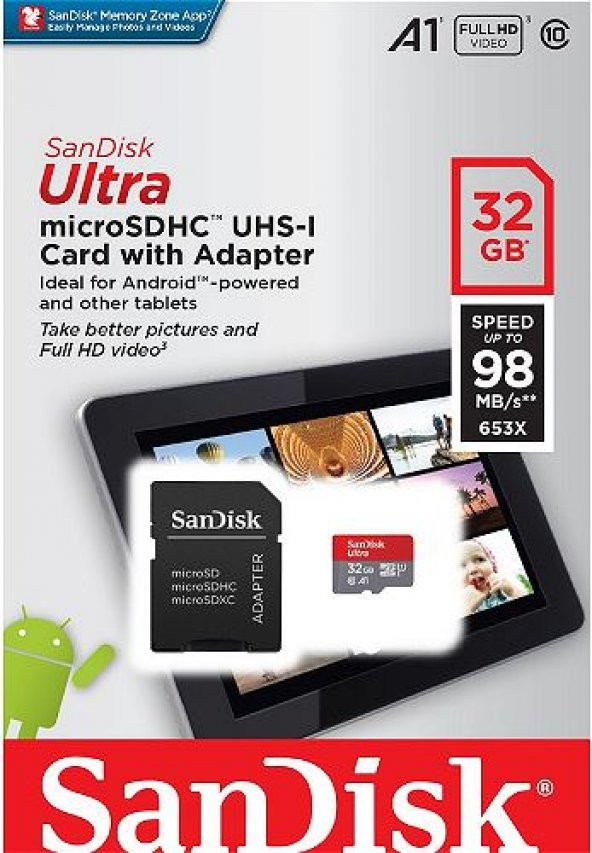Sandisk Ultra  32Gb Class10 -98Mb/s MicroSDHC Hafıza Kartı