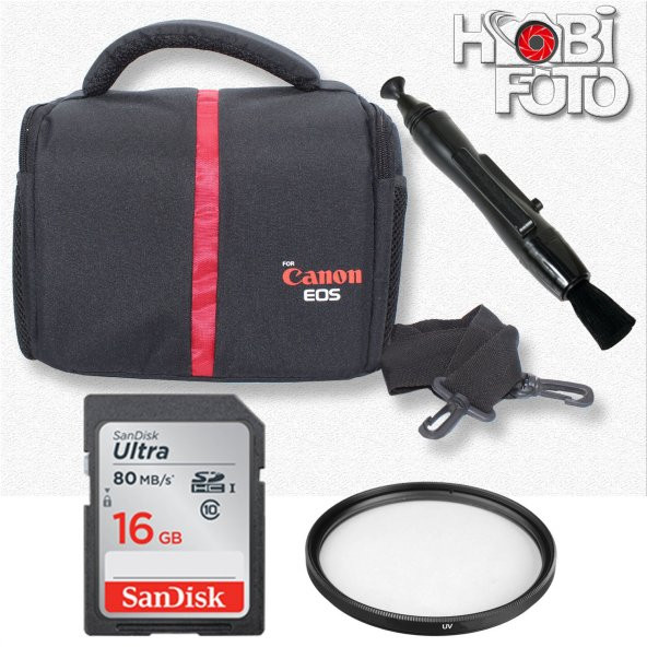 Canon 1200D için Set Çanta+16 GB SD CLASS 10+ LENSPEN+ UV FİLTRE
