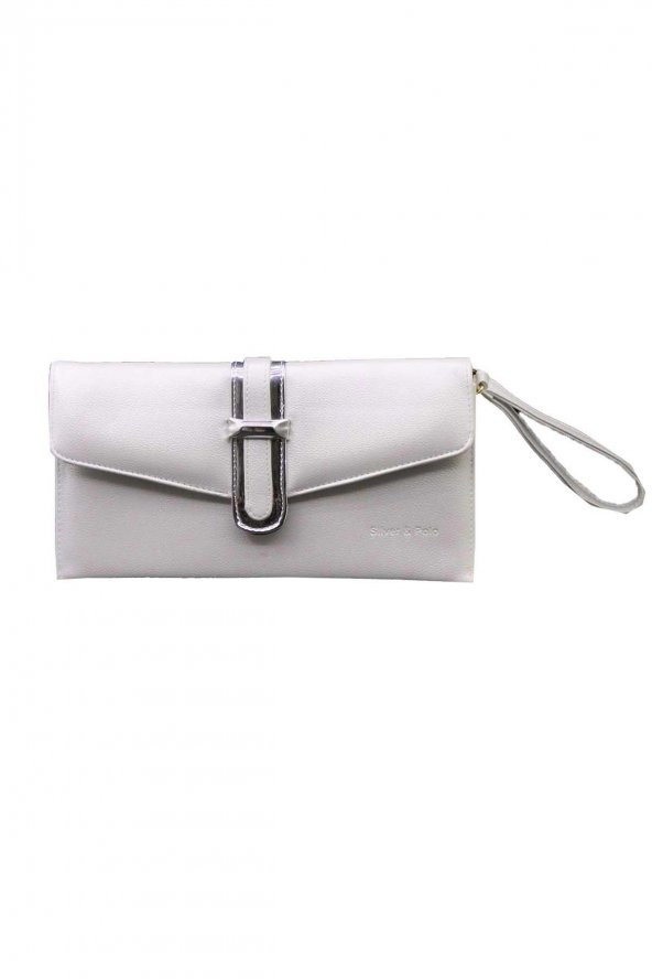 Silver&Polo Beyaz  Soft  Kadın Clutch Çanta