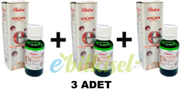 3 ADET - Balen E Vitamini 20 ml (Alpha Tocopherol)