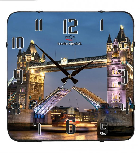 Rikon Londra Köprüsü Dekoratif Bombe Camlı Duvar Saati 35X35 Cm