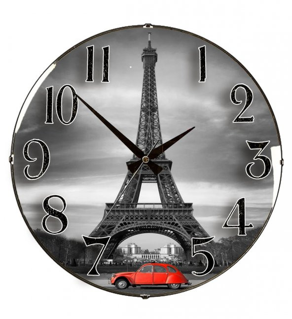 Rikon Paris Dekoratif Bombe Camlı Duvar Saati 35X35 Cm