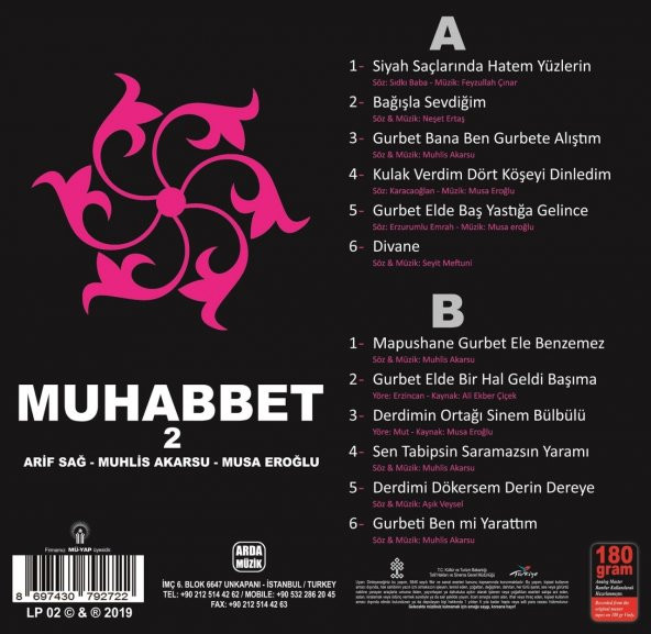 ARİF SAĞ, MUSA EROĞLU & MUHLİS AKARSU - MUABBET 2 (LP) - 2