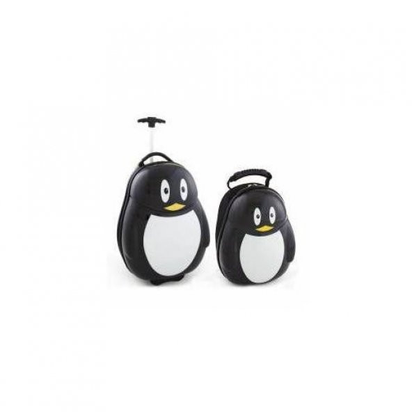 Bidesenal Penguen Çocuk Seyehat Çantası 2li Takım Çocuk Valiz Bavul - 1