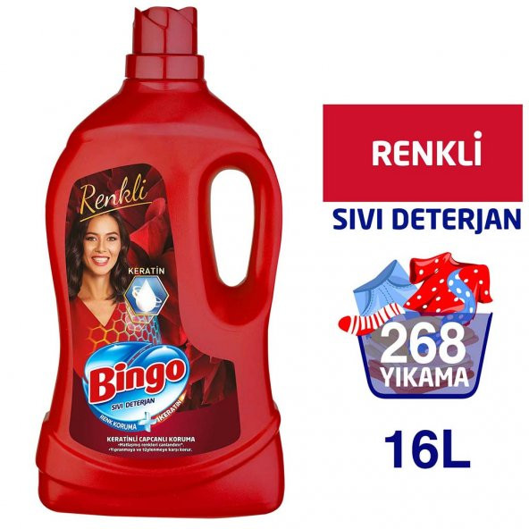 Bingo Renkli Sıvı Bakım Çamaşır Deterjanı 4 lt 4'lü