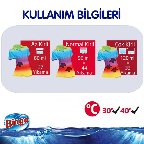 Bingo Renkli Sıvı Bakım Çamaşır Deterjanı 4 lt 4'lü - 6