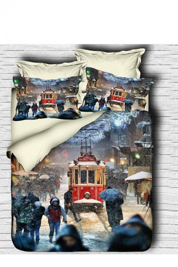 Best Class Dijital Baskılı 3d Çift Kişilik Nevresim Takımı Streetcar - 2