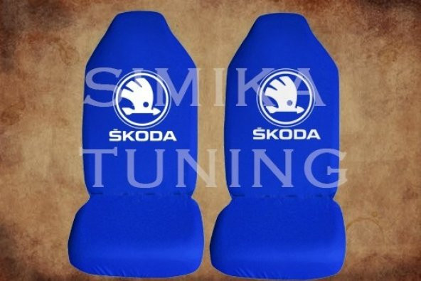 Skoda Sax Mavi Renk Ön Koltuk Penye Kılıf 1 Sticker HEDİYE