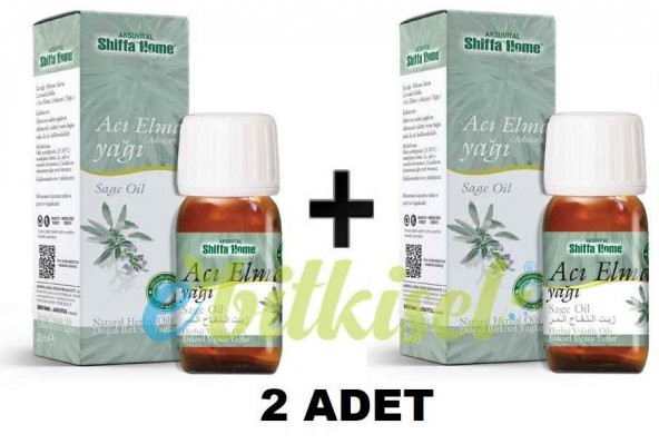 2 ADET - Aksu Vital Shiffa Home Acı Elma (Adaçayı) Yağı 20 ml