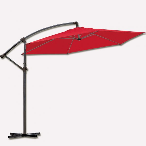 Bahçe Şemsiyesi 3 Metre Ampul Şemsiye Makaralı Balkon Şemsiye Ağırlık Dahil Değildir.