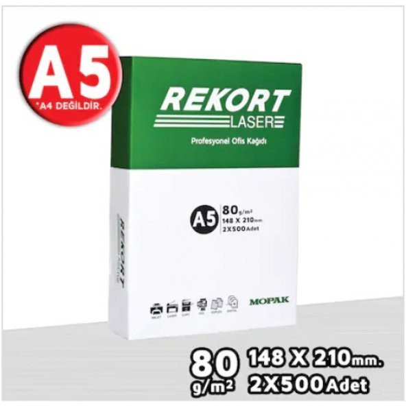 Mopak Rekort A5 Fotokopi Kağıdı (A4ün Yarısı) 1000 li 1 Paket