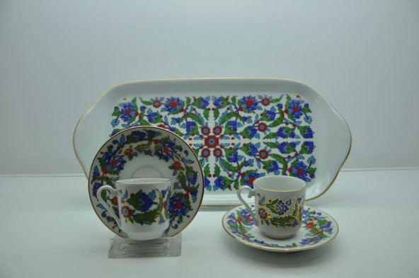 Kütahya Porselen  Tepsili 2 Kişilik Kahve Fincanı Dekor No:07458 - 2