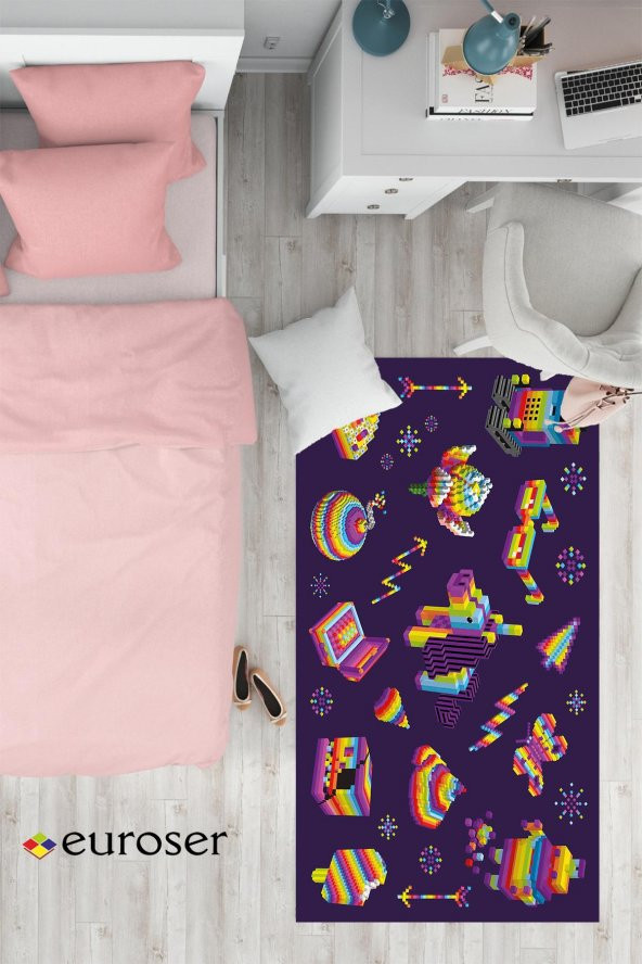 EUROSER Kübik Karakterler Desenli Çocuk Halısı