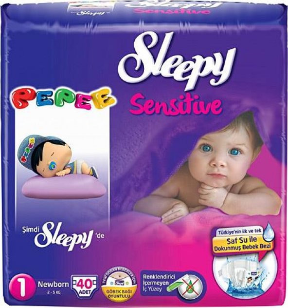 Sleepy Sensitive Bebek Bezi 1 Numara Yenidoğan Ped Hediyeli 40 Ad