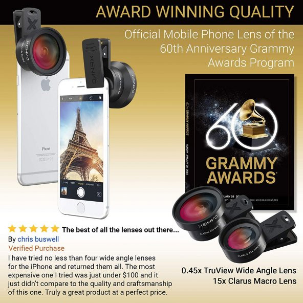 Xenvo iPhone Camera Lens Kit Pro - Macro Lens & Wide Angle Lens - 7