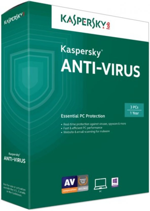 Kaspersky Anti-Virus Virüs Programı 2020 1 PC 1 Yıl Türkçe
