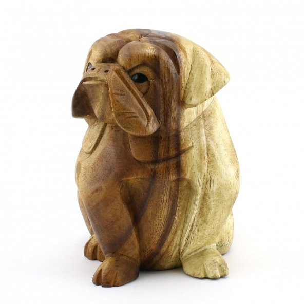 15cm Dekoratif Ahşap Sevimli Köpek Figürü, El Oyması Doğal