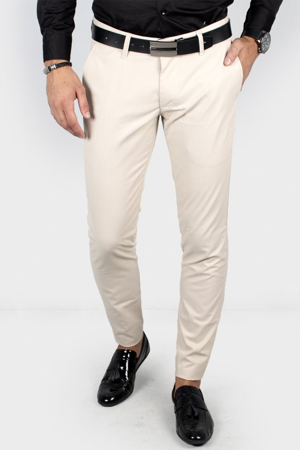DeepSEA Nokta Desenli Arka Cep Renk Detaylı Keten Pantolon 1907161