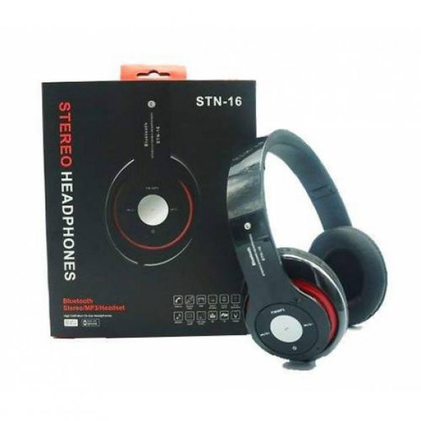 Stn16 Siyah Bluetooth Kulaklık Sd Kart Destekli Mp3 Fm Kulaklık