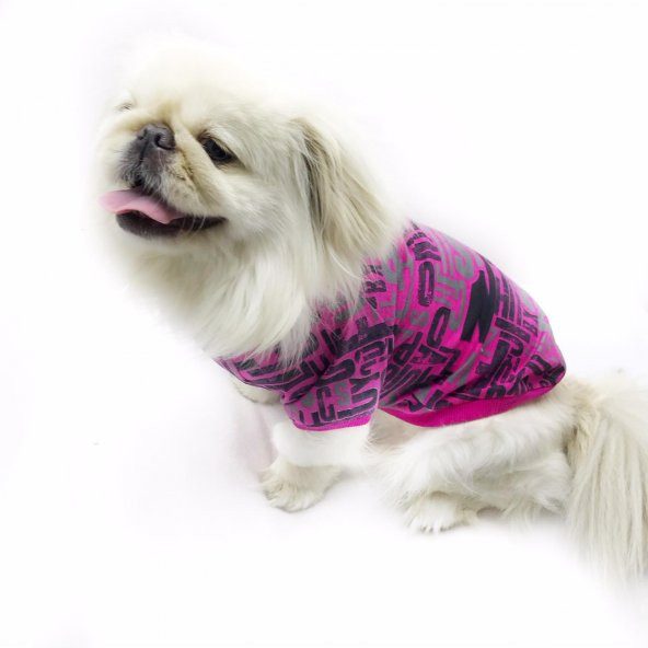 Pink Letters Oval Yaka Tişört  Summer  Köpek Kıyafeti  Köpek Elbisesi