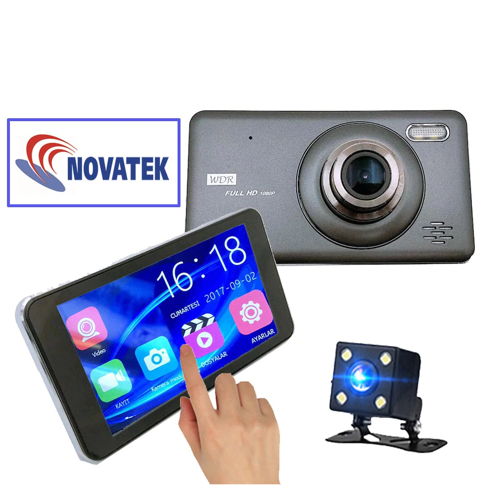 T95 Novatek 64GB Hafıza Kart Destekli 14MP Dokunmatik Araç Kamerası Geri Görüş Kamerası - 4