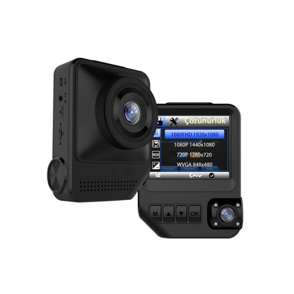 NT232GW Novatek GPS Wifi 128GB Kart Destekli Çift Yön Araç Kamerası