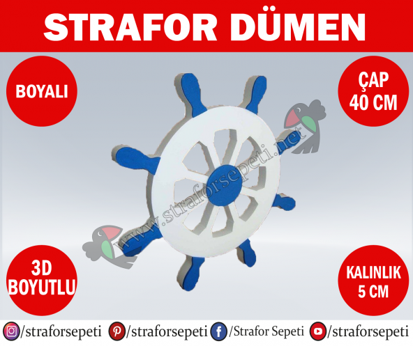 Strafor Sepeti - Strafor Dümen Çap 40 cm Boyalı, Strafor Dekor, Strafor Parti, Strafor Doğum Günü