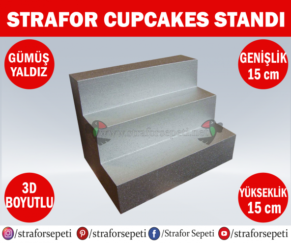 Strafor Sepeti - Strafor Cupcakes Standı 15 cm x 15 cm x 15 cm, Strafor Dekor, Strafor Parti, Strafor Doğum Günü