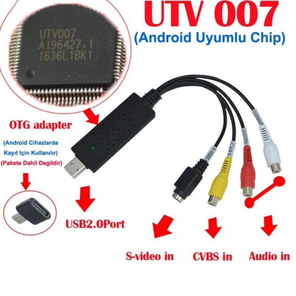 S-link SL-VD017 Tipi USB 2.0 VHS Hi8 Video Capture Card UTV007