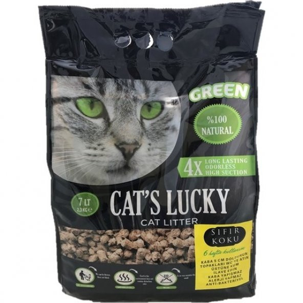 Cats Lucky Green Doğal Kedi Kumu 7 L (2,3 kg)