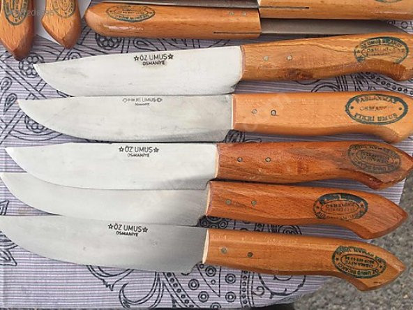 4 ADET 26-24-21-19 cm 4 ADET Set Orjinal Meşhur Osmaniye Dövme Çelik Bıçak - 3