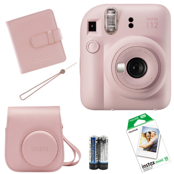 Fujifilm İnstax Mini 12 Fotoğraf MakinesiAskıpilÇanta10'lu filmAlbüm (pembe)