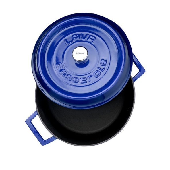 Lava Döküm Derin Yuvarlak Tencere Trendy Çap 24cm Mavi - 2