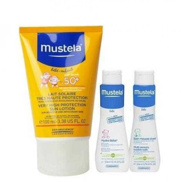 Mustela Very High Protection Sun Lotion Spf 50+ 100 ml + Gentle Cleansing Gel 50 ml + Hydra Bebe Body Lotion 50 ml