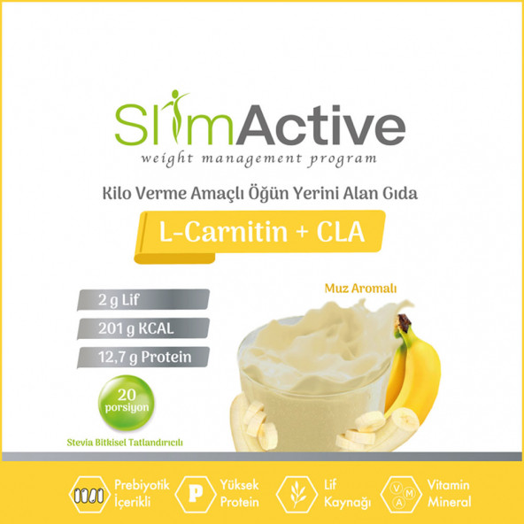 Slim Active Kilo Verme Amaçlı Öğün Yerini Alan Gıda Muz Aromalı Süt Protein - 5