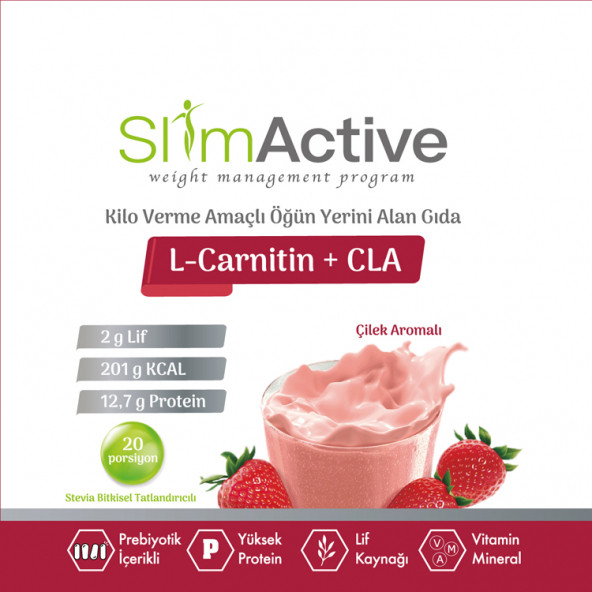 Slim Active Kilo Verme Amaçlı Öğün Yerini Alan Gıda Çilek Aromalı Süt Protein - 5